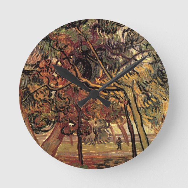 Studie Pine Trees von Vincent van Gogh Runde Wanduhr (Vorderseite)
