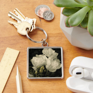 Studie über die weißen Blume des Peony Schlüsselanhänger
