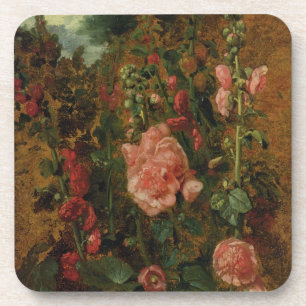 Studie über Hollyhocks, c.1826 (Öl an Bord) Getränkeuntersetzer