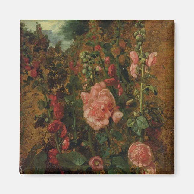 Studie über Hollyhocks, c.1826 (Öl an Bord) Magnet (Vorne)