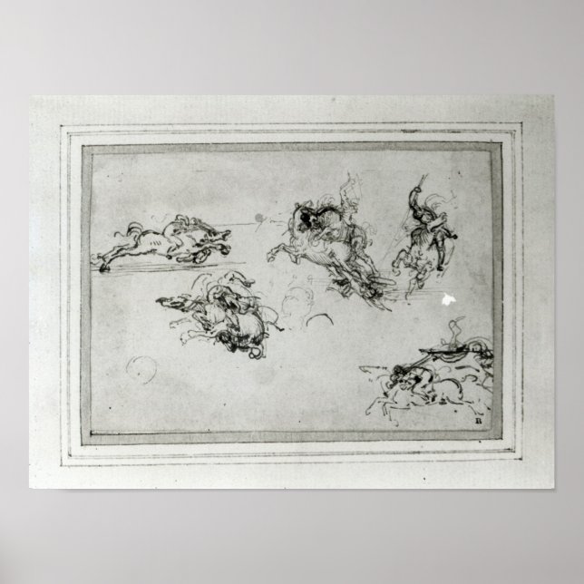 Studie über Horsperma im Kampf, 1503-4 Poster (Vorne)
