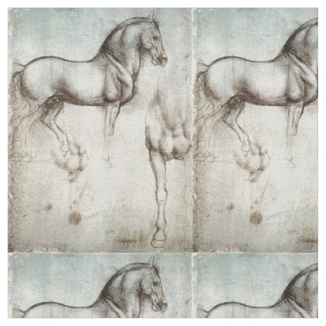 Studie über Pferde Leonardo da Vinci circa 1490 Stoff (Nahaufnahme)