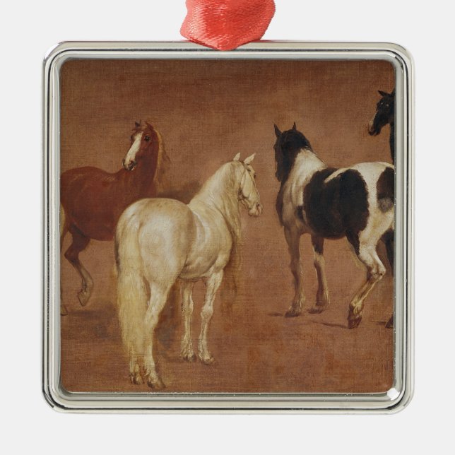 Studie von fünf Pferden Silbernes Ornament (Vorne)