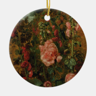 Studie von Hollyhocks, c.1826 (Öl an Bord) Keramik Ornament