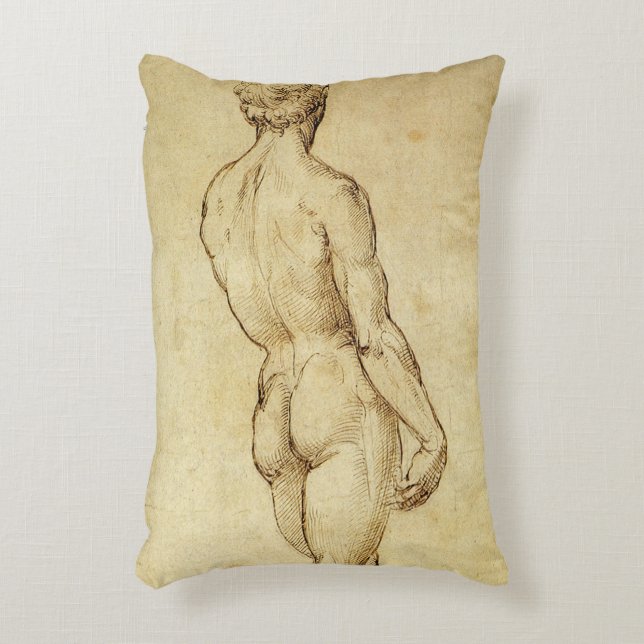Studie von Michelangelos David Statue von Raphael Dekokissen (Vorderseite(Vertikal))