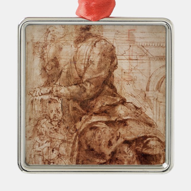 Studie von Sibyl Silbernes Ornament (Vorne)