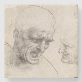 Studie von zwei Kriegers-Köpfen durch Leonardo da Steinuntersetzer