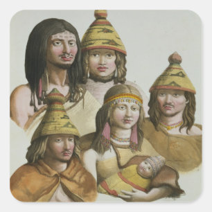 Studien an amerikanischen Ureinwohnern (Color Lith Quadratischer Aufkleber