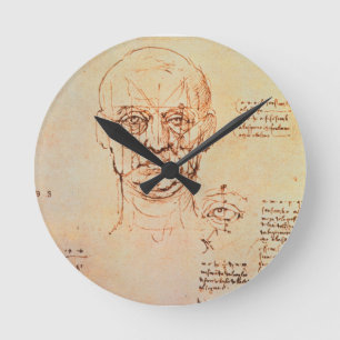 Studien der Anteile dem Gesicht und dem Auge, 14 Runde Wanduhr