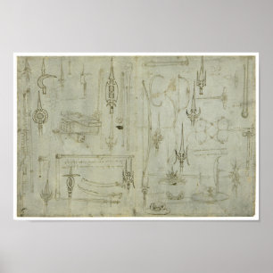 Studien der Waffen, Leonardo da Vinci Poster