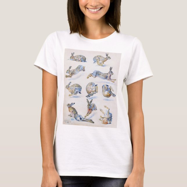 Studien von Wild Hare (Rabbit), Bruno Liljefors T-Shirt (Vorderseite)