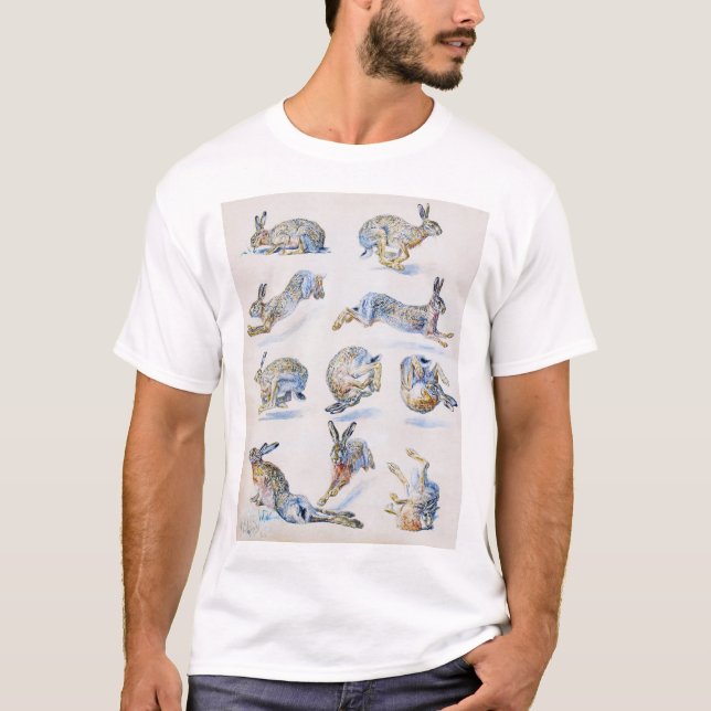 Studien von Wild Hare (Rabbit), Bruno Liljefors T-Shirt (Vorderseite)