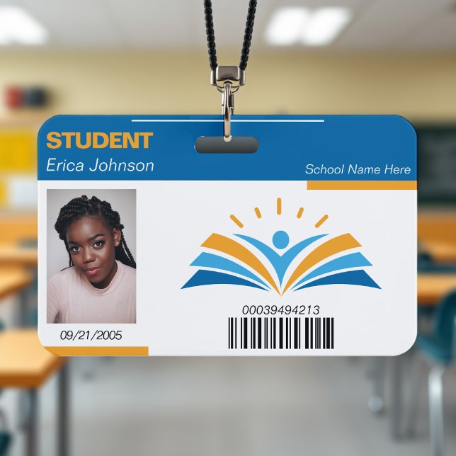 Studienausweis "Blue & Orange School Uni" Ausweis (Blue & Orange School College University Student ID Badge
)