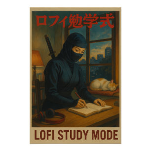 Studienmodus bei Frau Ninja Lofi Poster
