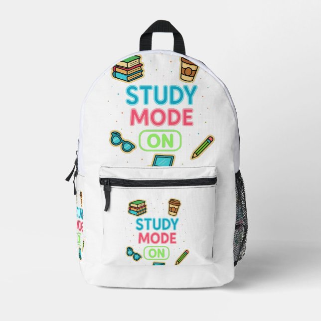 Studienmodus eingeschaltet bedruckter rucksack (Vorderseite)
