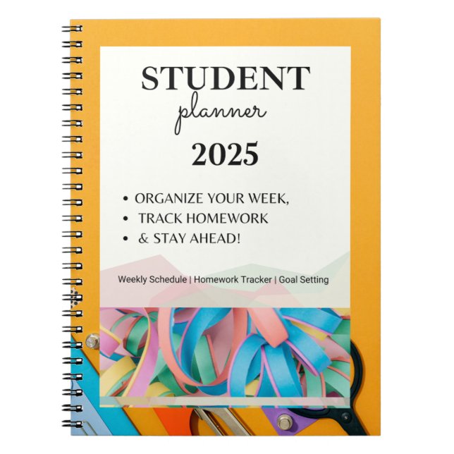 Studienplaner 2025 | Wochenplan, Hausaufgaben t lä Notizblock (Vorderseite)