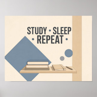 Studieren Schlafen Wiederholen College Wohnheim Zi Poster