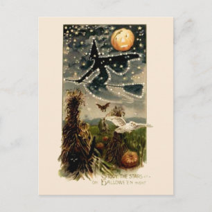 Studieren Sie die Sterne in der Halloween-Nacht - Postkarte