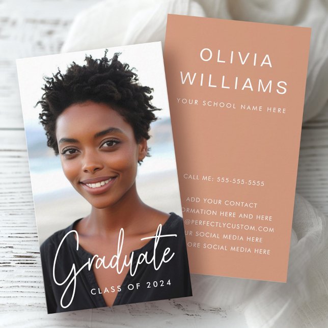 Studierende Abschluss Vernetzung Foto Terracotta Visitenkarte (Student graduation networking photo terracotta business card)