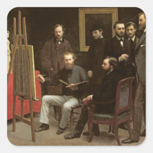 Studio bei Batignolles, 1870 Quadratischer Aufkleber