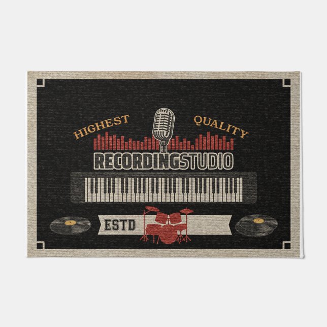 Studio Instrument Rug, Music Lovers Gift Fußmatte (Vorderseite)