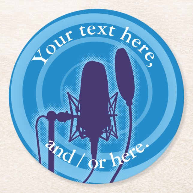 Studio Mikrofon Runder Pappuntersetzer (Vorderseite)