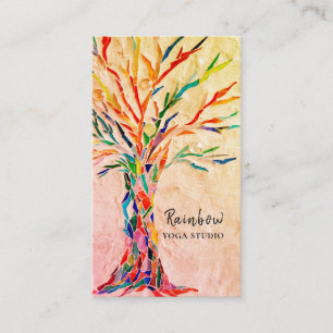 Studio Yoga Arbre arc-en-ciel Carte de visite beig