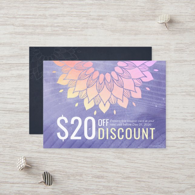 Studio Yoga Gold Mandala Coupon Fidélité (Devant/Arrière en situation)