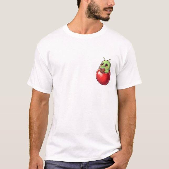 Studious Apple Bookworm Character T-Shirt (Vorderseite)