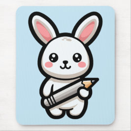 Studious Kawaii Bunny Mousepad