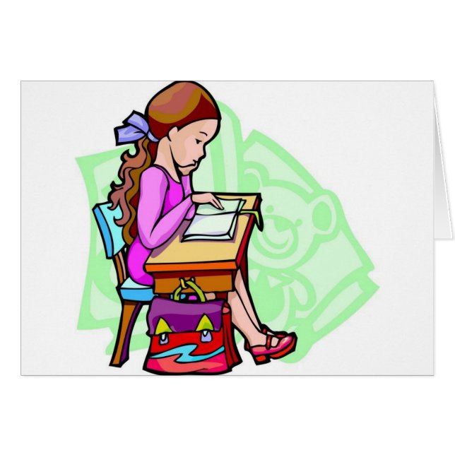 Studium der Mädchen am Arbeitsplatz (Vorderseite (Horizontal))