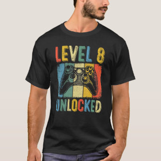 Stufe 08 Unverriegelter Videospieler 08. Geburtsta T-Shirt