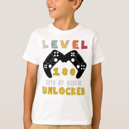 Stufe 100 des coolen Gamer-Jungen in der Schule T-Shirt