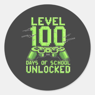Stufe 100. Schultage Ungesperrte Gaming-Schule Runder Aufkleber