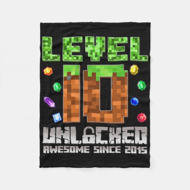 Stufe 10 Phantastisch seit 2015 10 Pixel Ga Fleecedecke (Vorderseite)
