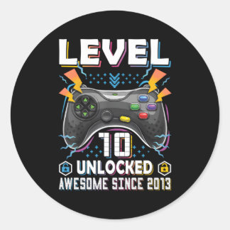 Stufe 10 Unverriegelter 10. Gamer 10 Runder Aufkleber