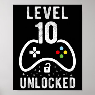 Stufe 10 Unverriegeltes Videospiel 10. Geburtstags Poster