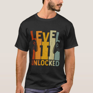 Stufe 11 Ungesperrte Shirt Gamer Boys Girls 11h Bi
