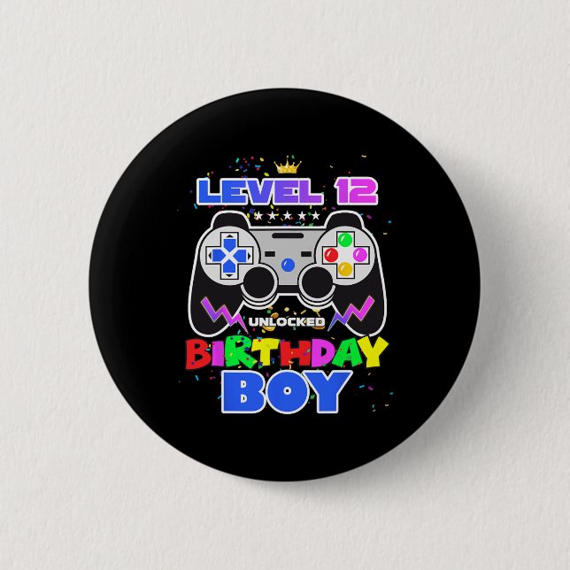 Stufe 12 Unverriegelter Geburtstag Junge 12. Gebur Button (Vorderseite)