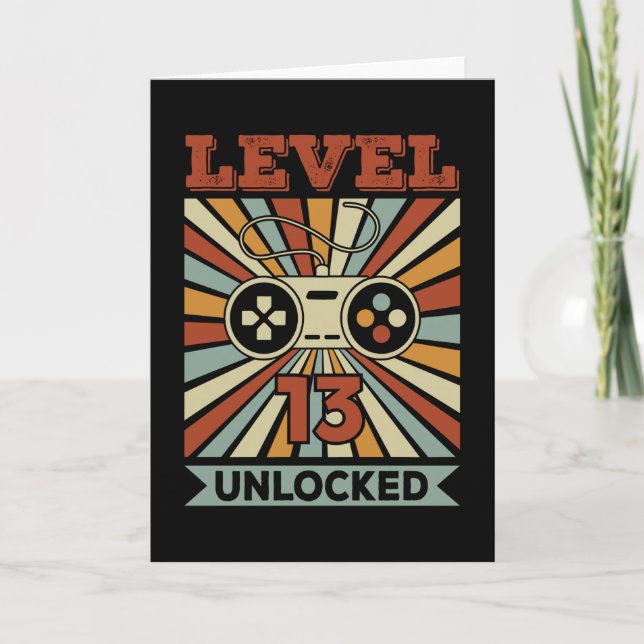 Stufe 13 Entsperrter Video Gamer Geburtstag Karte (Vorderseite)