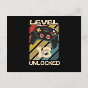 Stufe 13 Entsperrtes Funny Gaming Postkarte