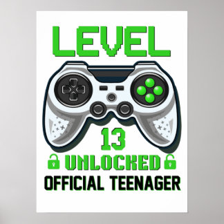 Stufe 13 Entsperrtes Videospiel 13. Geburtstag Poster