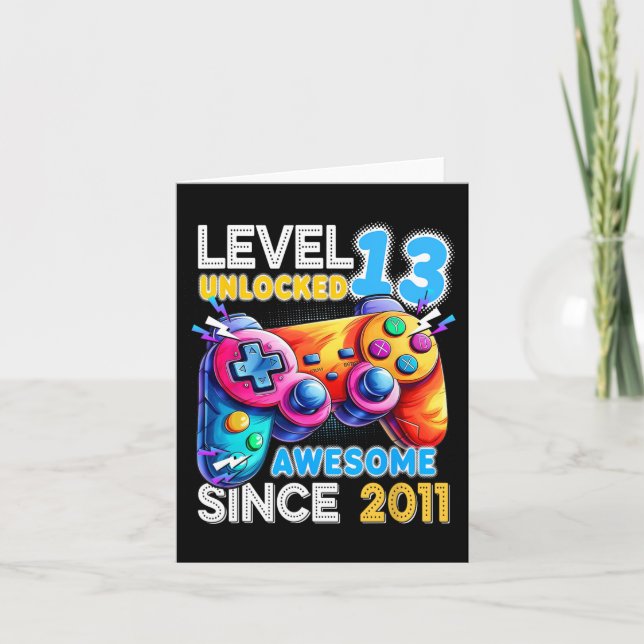 Stufe 13 Unverriegeltes Videospiel 13. Geburtstag Karte (Vorderseite)
