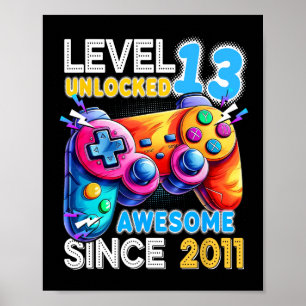 Stufe 13 Unverriegeltes Videospiel 13. Geburtstag Poster