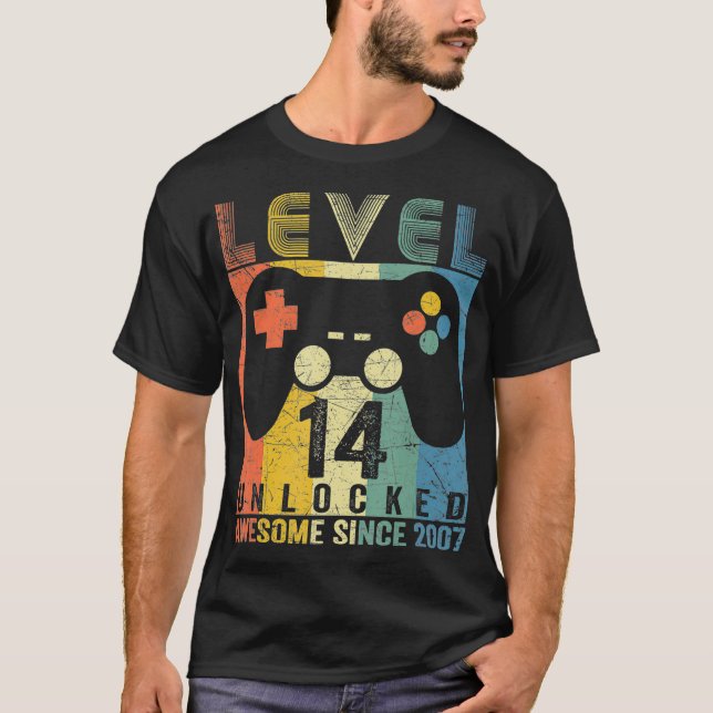Stufe 14 Unverriegeltes Phantastisches Videospiel  T-Shirt (Vorderseite)