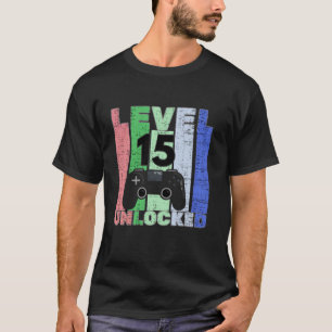 Stufe 15 Entsperrtes Spiel am Geburtstag T-Shirt