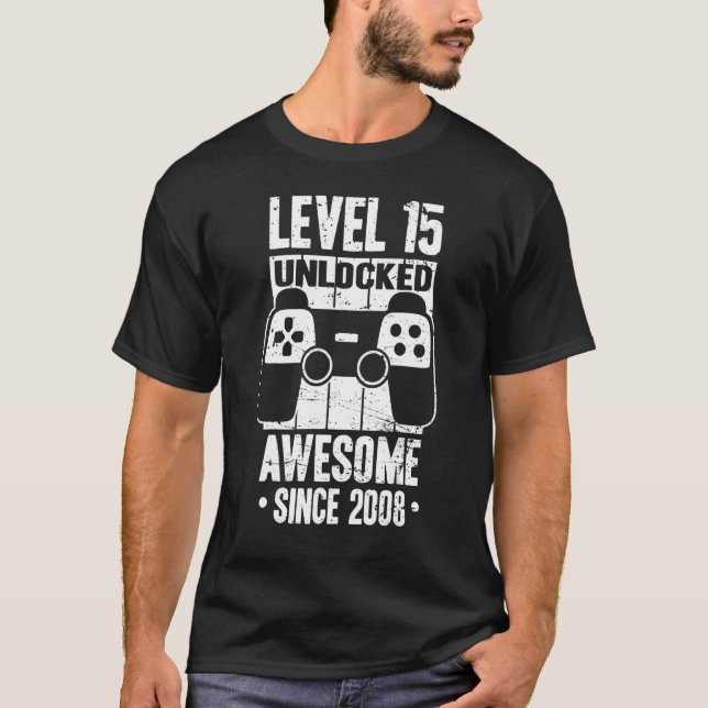 Stufe 15 Phantastisch seit 2008 Videospiel Bi T-Shirt (Vorderseite)