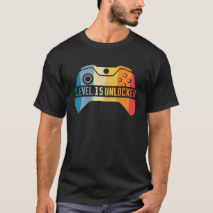 Stufe 15 Unverriegelter Videospieler 15. Geburtsta T-Shirt