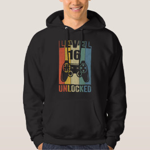 Stufe 16 Entsperrte 16. Video Gamer Geburtstag Jun Hoodie