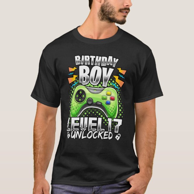 Stufe 17 Unverriegeltes Retro-Videospiel 17. Gebur T-Shirt (Vorderseite)